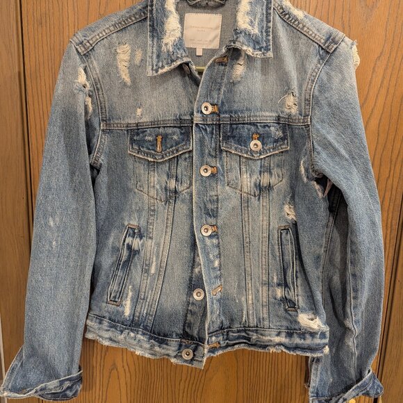 Zara Distressed Denim Jacket - Picture 1 of 3